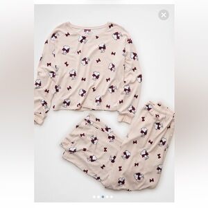 American Eagle Outfitters Cream and Red Pajama Set